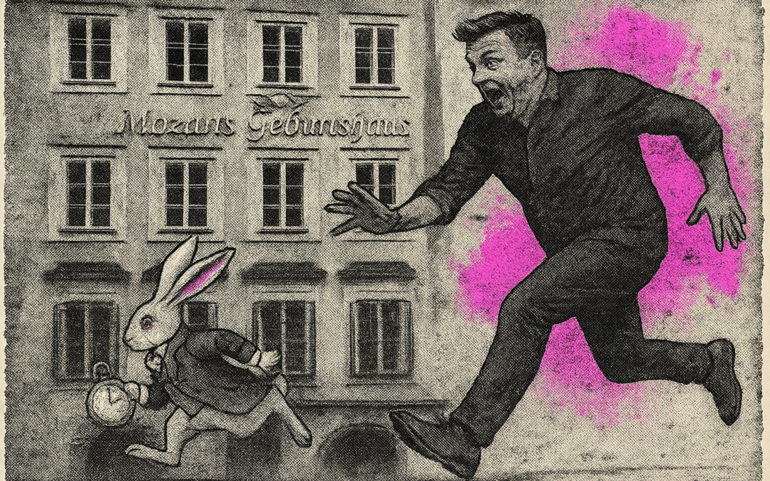 Exterior view of Mozart’s Geburtshaus in Salzburg with yellow façade