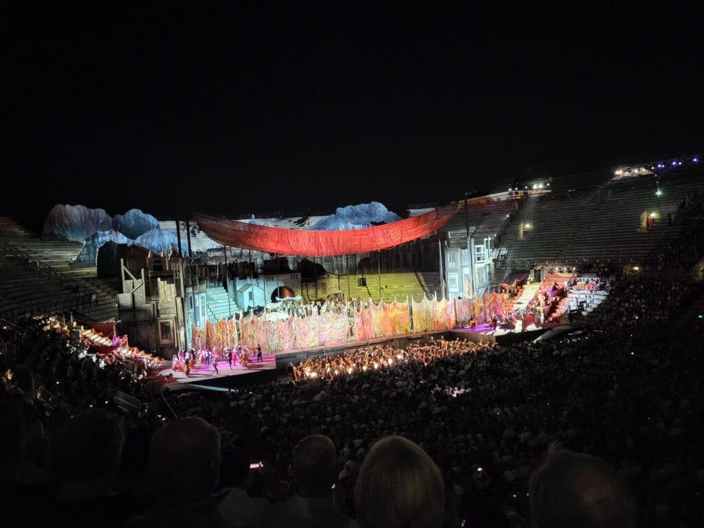Arena di Verona during performance of Carmen directed by Franco Zeffirelli