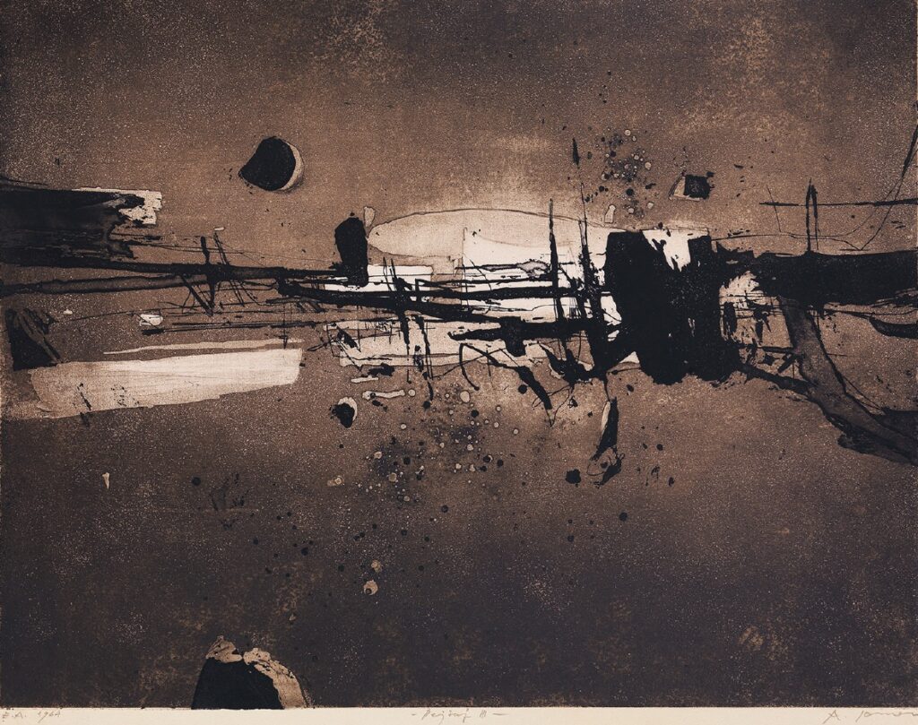Award-winning graphic print by Andrej Jemec from 1964 exhibited in Čop’s Birth House