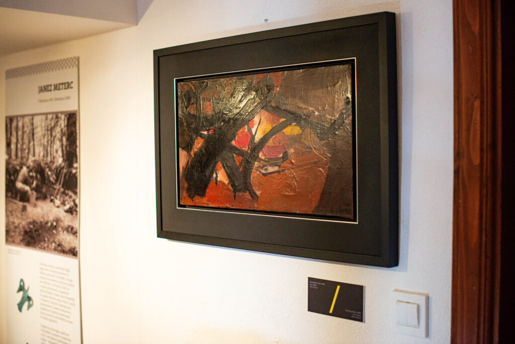 Early abstract oil painting by Andrej Jemec exhibited in Rijeka in 1962