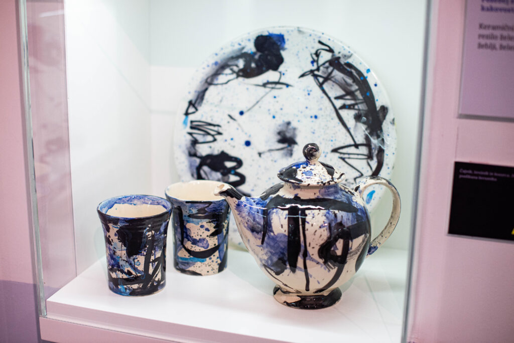 Painted ceramic work by Andrej Jemec exhibited in the Ajdna Room of Čop’s Birth House