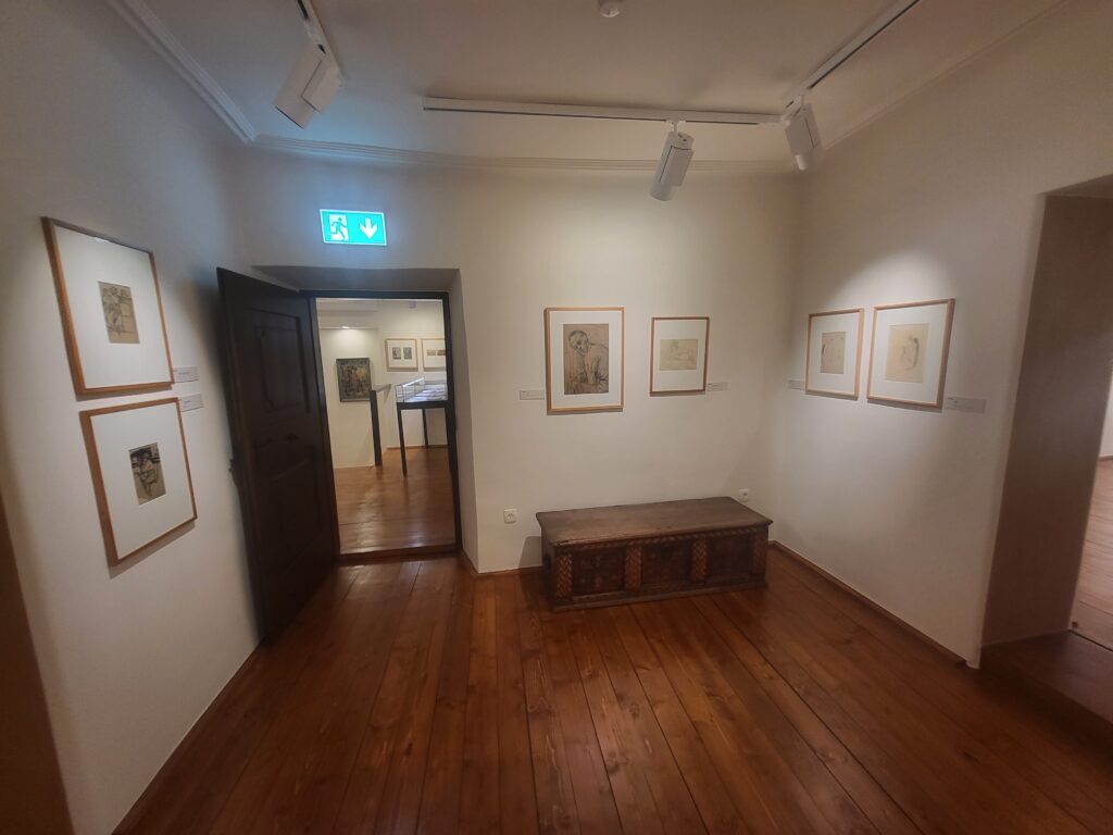 Exhibition room with drawings by Veno Pilon in Pilon Gallery Ajdovščina