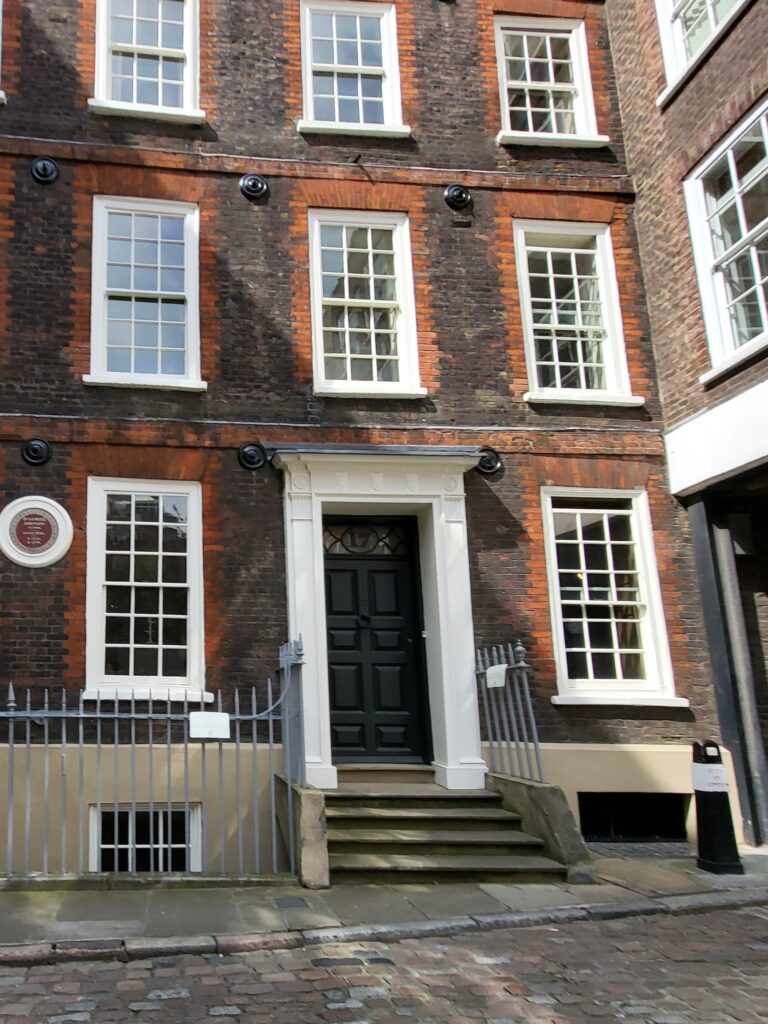 Exterior of Dr Johnson’s House in London located near Fleet Street